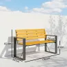 Banco de Jardín Exterior de 2 Plazas con Respaldo y Asiento Listonado de Madera Marco de Acero 136x54x82 cm Natural - Ogal.Es