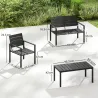 Conjunto de Muebles de Jardín para 4 Personas con Sofá de 2 Plazas 2 Sillones Mesa de Centro Negro - Ogal.Es