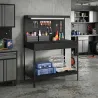 Banco de Trabajo Carga 272 kg 110x60x150 cm con Tableros Perforados Metálicos Toma de Corriente Luces LED Cajone... - Ogal.Es