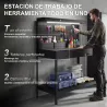 Banco de Trabajo Carga 272 kg 110x60x150 cm con Tableros Perforados Metálicos Toma de Corriente Luces LED Cajone... - Ogal.Es