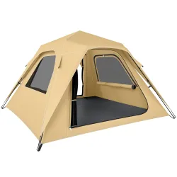 Tienda de Campaña Instantánea, Ventanas de Malla y Bolsa de Transporte Impermeable para 2-3 Personas Caqui - Ogal.Es
