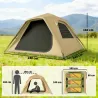 Tienda de Campaña Instantánea, Ventanas de Malla y Bolsa de Transporte Impermeable para 2-3 Personas Caqui - Ogal.Es