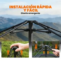 Tienda de Campaña Instantánea, Ventanas de Malla y Bolsa de Transporte Impermeable para 2-3 Personas Caqui - Ogal.Es