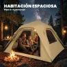 Tienda de Campaña Instantánea, Ventanas de Malla y Bolsa de Transporte Impermeable para 2-3 Personas Caqui - Ogal.Es