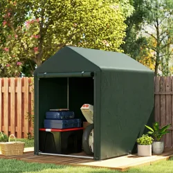 Carpa de Jardín para Herramientas 1,2x1,8x1,65 m con 2 Habitaciones Puerta con Cremallera Impermeable Anti-UV Verde - Ogal.Es