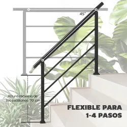 Barandilla de Escalera 131 cm Pasamanos para Escalera con Kit de Instalación Ángulo Ajustable para 1-4 Escalones... - Ogal.Es