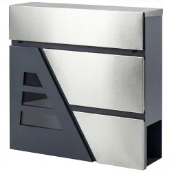 Buzón Exterior de Acero Inoxidable 13 L Buzón de Pared Correo con Cerradura y 2 Llaves Soporte Periódicos Gris O... - Ogal.Es