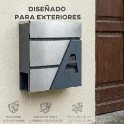 Buzón Exterior de Acero Inoxidable 13 L Buzón de Pared Correo con Cerradura y 2 Llaves Soporte Periódicos Gris O... - Ogal.Es