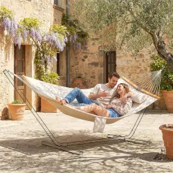 Hamaca Acolchada de Jardín Portátil con Almohada Desmontable Bolsillo para Revistas Marco de Madera 325x140 cm C... - Ogal.Es