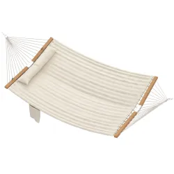 Hamaca Acolchada de Jardín Portátil con Almohada Desmontable Bolsillo para Revistas Marco de Madera 325x140 cm C... - Ogal.Es