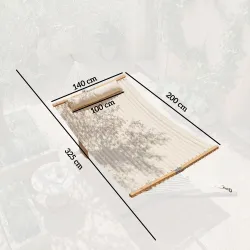 Hamaca Acolchada de Jardín Portátil con Almohada Desmontable Bolsillo para Revistas Marco de Madera 325x140 cm C... - Ogal.Es