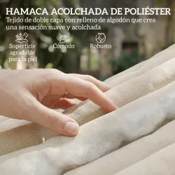 Hamaca Acolchada de Jardín Portátil con Almohada Desmontable Bolsillo para Revistas Marco de Madera 325x140 cm C... - Ogal.Es