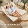 Hamaca Acolchada de Jardín Portátil con Almohada Desmontable Bolsillo para Revistas Marco de Madera 325x140 cm C... - Ogal.Es