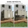 Cenador para Exterior 3x3 m con Techo Deslizante Marco de Acero Impermeable y Anti-UV para Terraza Patio Beige - Ogal.Es