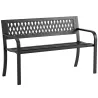 Banco de Jardín Exterior de 2 Plazas con Asiento Listonado Reposabrazos y Marco de Acero 119x50x75 cm Negro - Ogal.Es