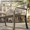 Banco de Jardín Exterior de 2 Plazas con Asiento Listonado Reposabrazos y Marco de Acero 119x50x75 cm Negro - Ogal.Es