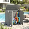 Cobertizo de Jardín de HDPE 940L con Tapa Abatible 2 Puertas Cerradura Cobertizo de Jardín 142x67x119 cm Gris Claro - Ogal.Es