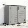 Cobertizo de Jardín de HDPE 940L con Tapa Abatible 2 Puertas Cerradura Cobertizo de Jardín 142x67x119 cm Gris Claro - Ogal.Es