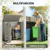 Cobertizo de Jardín de HDPE 940L con Tapa Abatible 2 Puertas Cerradura Cobertizo de Jardín 142x67x119 cm Gris Claro - Ogal.Es
