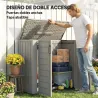 Cobertizo de Jardín de HDPE 940L con Tapa Abatible 2 Puertas Cerradura Cobertizo de Jardín 142x67x119 cm Gris Claro - Ogal.Es