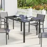 Mesa de Comedor de Jardín para 6 Personas con Superficie de HDPE Estructura Metálica para Patio 120x90x74 cm Negro - Ogal.Es