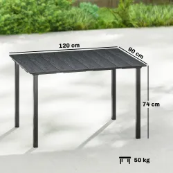Mesa de Comedor de Jardín para 6 Personas con Superficie de HDPE Estructura Metálica para Patio 120x90x74 cm Negro - Ogal.Es