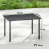 Mesa de Comedor de Jardín para 6 Personas con Superficie de HDPE Estructura Metálica para Patio 120x90x74 cm Negro - Ogal.Es