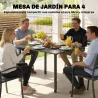 Mesa de Comedor de Jardín para 6 Personas con Superficie de HDPE Estructura Metálica para Patio 120x90x74 cm Negro - Ogal.Es
