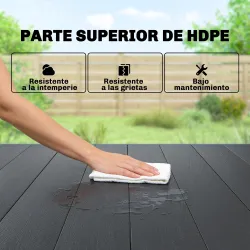 Mesa de Comedor de Jardín para 6 Personas con Superficie de HDPE Estructura Metálica para Patio 120x90x74 cm Negro - Ogal.Es