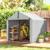 Carpa de Jardín Exterior para Herramientas con Marco de Acero Galvanizado Puerta Enrollable Gris - Ogal.Es