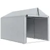 Carpa de Jardín Exterior para Herramientas con Marco de Acero Galvanizado Puerta Enrollable Gris - Ogal.Es