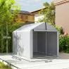 Carpa de Jardín Exterior para Herramientas con Marco de Acero Galvanizado Puerta Enrollable Gris - Ogal.Es