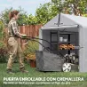 Carpa de Jardín Exterior para Herramientas con Marco de Acero Galvanizado Puerta Enrollable Gris - Ogal.Es