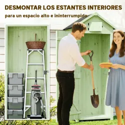 Armario de Jardín de Madera Armario de Almacenamiento Cobertizo de Jardín con Estantes 77x54,2x179 cm Verde - Ogal.Es