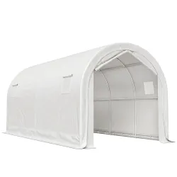 Garaje Exterior para Coche 3x6 m Impermeable con Tejido PE Resistente Marco de Metal Galvanizado UPF 30+ Blanco - Ogal.Es