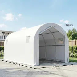 Garaje Exterior para Coche 3x6 m Impermeable con Tejido PE Resistente Marco de Metal Galvanizado UPF 30+ Blanco - Ogal.Es