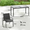 Conjunto de Mesa y Sillas Jardín con Mesa de Efecto Madera y 6 Sillas con Asiento Transpirable para Terraza Pati... - Ogal.Es
