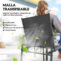 Conjunto de Mesa y Sillas Jardín con Mesa de Efecto Madera y 6 Sillas con Asiento Transpirable para Terraza Pati... - Ogal.Es