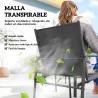 Conjunto de Mesa y Sillas Jardín con Mesa de Efecto Madera y 6 Sillas con Asiento Transpirable para Terraza Pati... - Ogal.Es