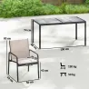 Conjunto de Mesa y Sillas Jardín con Mesa de Efecto Madera y 6 Sillas con Asiento Transpirable para Terraza Pati... - Ogal.Es