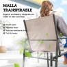 Conjunto de Mesa y Sillas Jardín con Mesa de Efecto Madera y 6 Sillas con Asiento Transpirable para Terraza Pati... - Ogal.Es