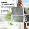Conjunto de Mesa y Sillas Jardín con Mesa de Vidrio Templado y 6 Sillas Transpirables para Terraza Patio Blanco ... - Ogal.Es