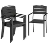 Juego de 4 Sillas de Jardín Exterior Apilables con Reposabrazos Respaldo y Asiento Marco Metálico 52x51x90 cm Negro - Ogal.Es