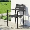Juego de 4 Sillas de Jardín Exterior Apilables con Reposabrazos Respaldo y Asiento Marco Metálico 52x51x90 cm Negro - Ogal.Es