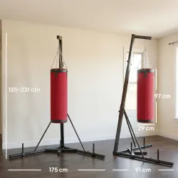 Soporte para Saco de Boxeo de Pie de Acero con Altura Ajustable 175?220 cm y 185?231 cm Base Pesada y Bolsa de A... - Ogal.Es