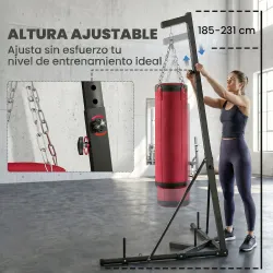 Soporte para Saco de Boxeo de Pie de Acero con Altura Ajustable 175?220 cm y 185?231 cm Base Pesada y Bolsa de A... - Ogal.Es