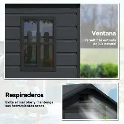 Cobertizo de Jardín Exterior 1,09 m² 128x104x196 cm con Suelo Puerta con Cerradura Ventana y Ventilación Gris Os... - Ogal.Es