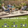 Conjunto de Jardín Exterior con 1 Sofá de 2 Plazas 2 Sillones y Mesa de Vidrio Templado Textilene Transpirable Gris - Ogal.Es