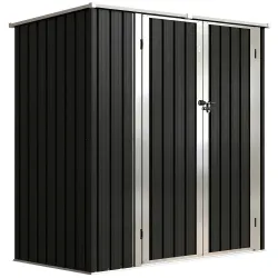 Cobertizo de Jardín Exterior Metálico 1,37 m² 163x89x163 cm con Techo Inclinado, Puertas con Pestillo y Guantes ... - Ogal.Es