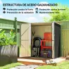 Cobertizo de Jardín Exterior Metálico 1,37 m² 163x89x163 cm con Techo Inclinado, Puertas con Pestillo y Guantes ... - Ogal.Es